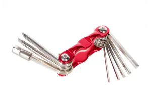 Folding bicycle tool Kenli KL-9833B red 9 function: hex key, screwdrivers