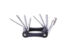 Folding bicycle tool KEN TECH KL-9833C black 9 function: hex key, screwdrivers