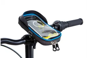 Bicycle bag for handlebar with smartphone compartment black with blue BRAVVOS SJ-001 