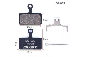 brake shoes semi metal disc DUST DS-03S Shimano M985/988/785/666/675/615, FSA K-Force DB-XC-9000 и др.